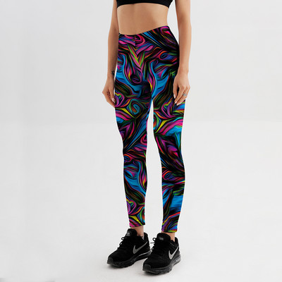 Pszichedelikus Stílus Színes Vortex Nyomtatott Leggings Női Nyári Magas derekú Szexi Fitness Leggings Nadrág Hosszú nadrág