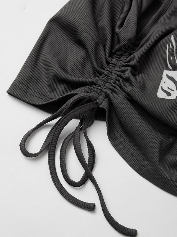 Retro Eyes Print Topi Fairy Grunge Graphic Y2K Crop Tops Īsām piedurknēm Vestes Tees Harajuku Streetwear Suspenders Sieviešu apģērbi