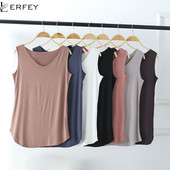 LERFEY Női Nyári Tank Ujjatlan V nyakú felsők Laza szinglett mellény Vékony pólók Soild Color Lányok Alkalmi pólók Camisetas