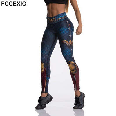 FCCEXIO Tibeti Kék Kapitány Harc Push Up Edzés Leggings Karcsú, magas derekú Jeggings Női Szexi Sportruházat Leggings Edzés