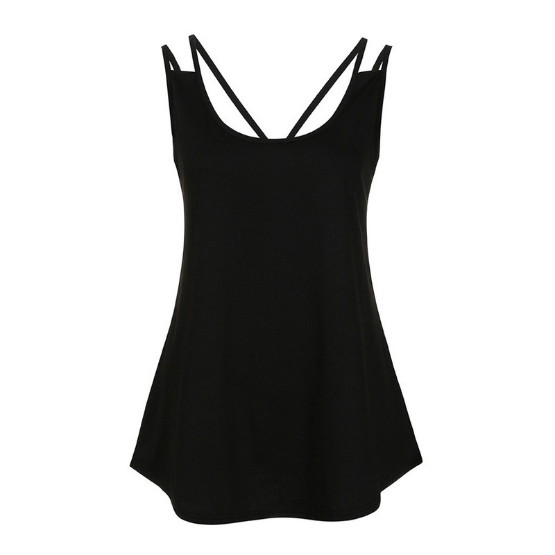 Γυναικείο εξώπλατο σταυρό V Γυναικείο φανελάκι με λαιμόκοψη Αμάνικο μπλουζάκι ρεζερβουάρ Μονόχρωμο Casual φαρδιά γυναικεία ρούχα 2020