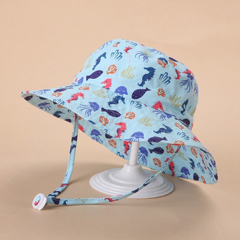 Παιδικό καπέλο Μικρό παιδί Αγόρια Κορίτσια Καλοκαιρινό καρτούν Panama Sun Hat Baby Beach Fisherman Bucket Καπέλο Παιδικό καπάκι αυτιού 0-8 ετών