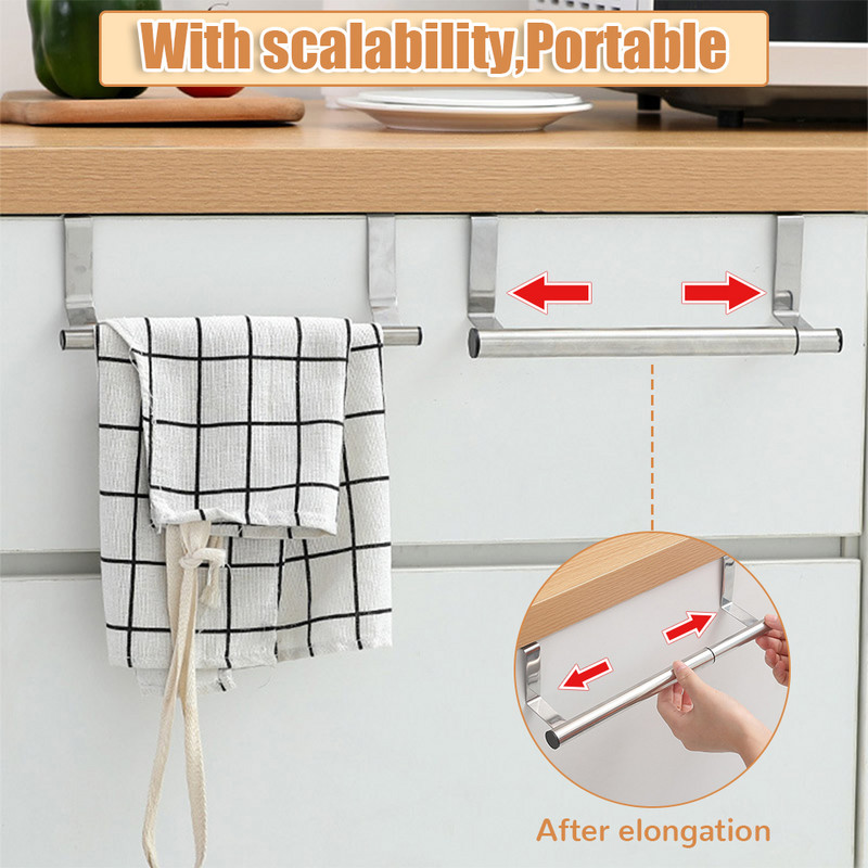 3 izmēra dvieļu plaukti virtuves skapja durvju dvieļu plaukta stieņa piekarināmais turētājs nerūsējošā tērauda vannas istabas virtuves skapja dvieļu lupatu plaukts