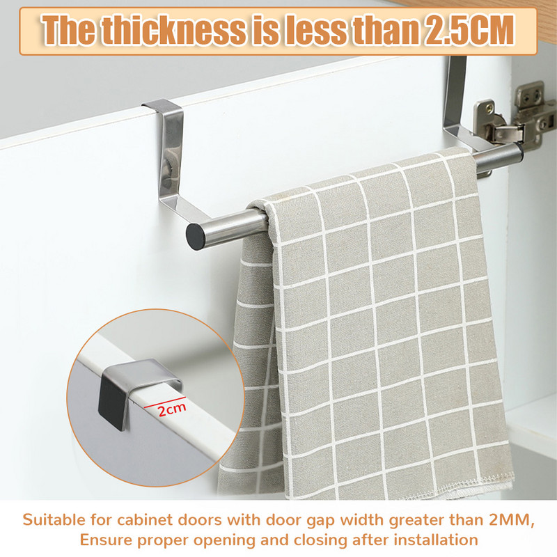 3 izmēra dvieļu plaukti virtuves skapja durvju dvieļu plaukta stieņa piekarināmais turētājs nerūsējošā tērauda vannas istabas virtuves skapja dvieļu lupatu plaukts