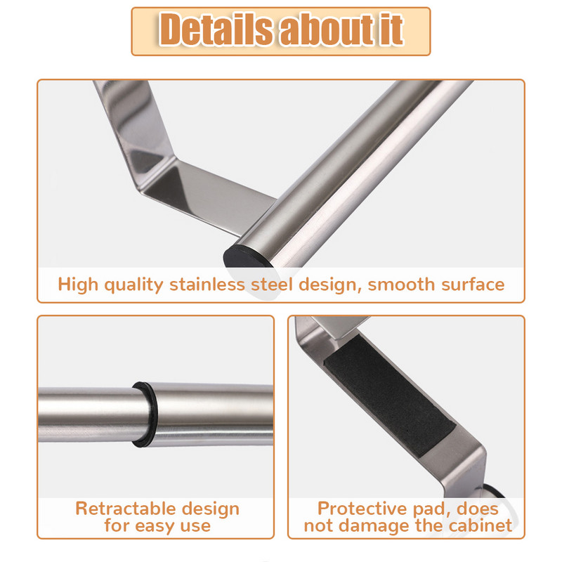 3 izmēra dvieļu plaukti virtuves skapja durvju dvieļu plaukta stieņa piekarināmais turētājs nerūsējošā tērauda vannas istabas virtuves skapja dvieļu lupatu plaukts