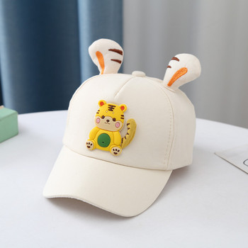 Нова бебешка бейзболна шапка с анимационен образ на тигър, лятна шапка за момичета, шапка с козирка, шапка с козирка, бонет, бебешка шапка, памучна шапка с уши