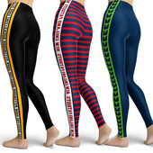 Fekete Design Vékony csíkos nyomtatott Sport Női Leggings Szűk Push Up nadrágok Femme Fitness Túrázás Magas derekú Edzőterem Leggins Ruhák