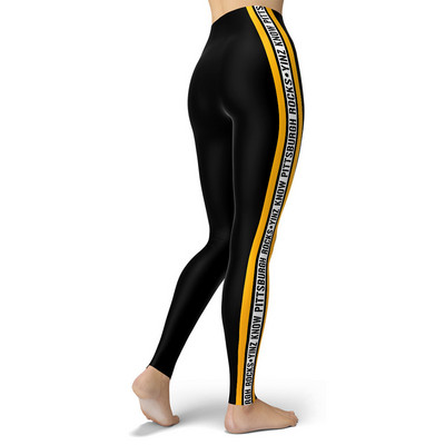 Fekete Design Vékony csíkos nyomtatott Sport Női Leggings Szűk Push Up nadrágok Femme Fitness Túrázás Magas derekú Edzőterem Leggins Ruhák