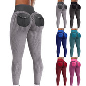 Testépítő zseb jóga nadrág szexi magas derekú őszibarack csípő leggings 6 színű edzőterem futás Push Up fitness nadrág női
