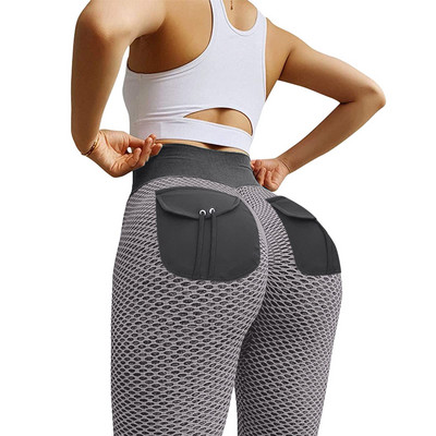 Testépítő zseb jóga nadrág szexi magas derekú őszibarack csípő leggings 6 színű edzőterem futás Push Up fitness nadrág női