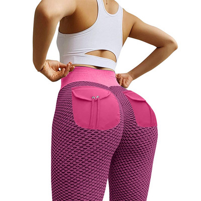 Testépítő zseb jóga nadrág szexi magas derekú őszibarack csípő leggings 6 színű edzőterem futás Push Up fitness nadrág női