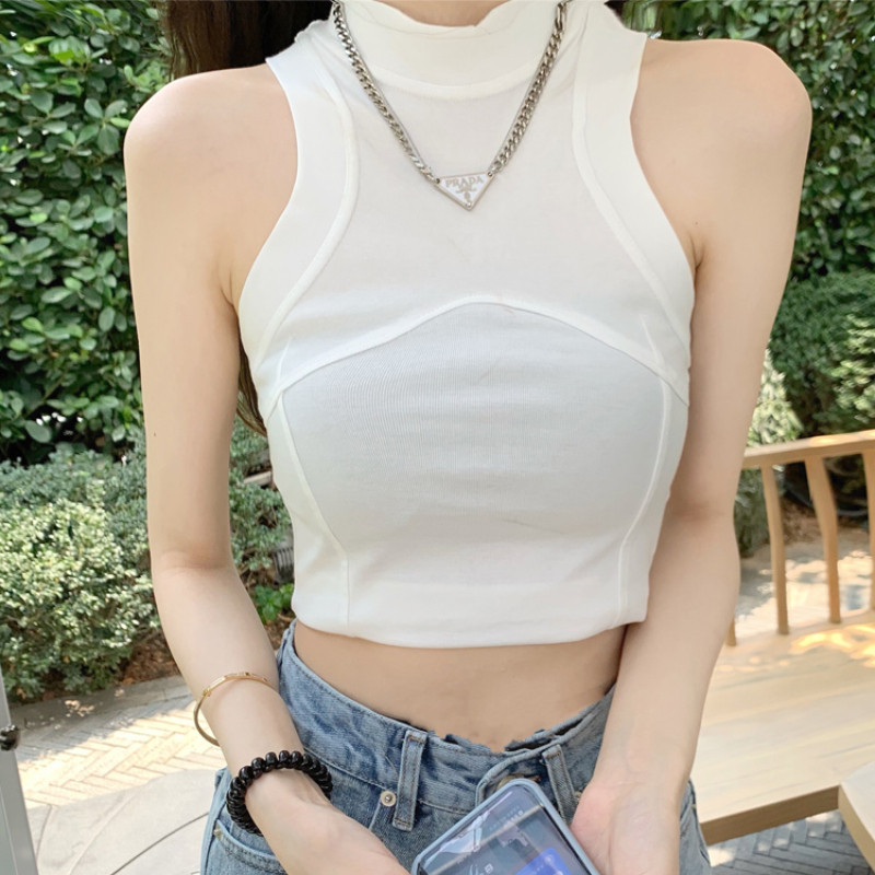 Tanks Γυναικείες καλοκαιρινές Harajuku Bodycon Crop Tops Club Streetwear Απλό συμπαγές αμάνικο εσωτερικό Y2K Biker Fashion Vintage Elastic