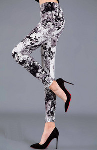 Női Divat Leggings Virágos lajhár Nyomtatott leggins Karcsú legins Magas derekú Leggings Női nadrág