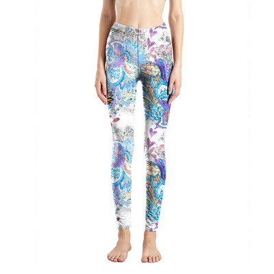 Női Divat Leggings Virágos lajhár Nyomtatott leggins Karcsú legins Magas derekú Leggings Női nadrág