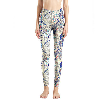 Női Divat Leggings Virágos lajhár Nyomtatott leggins Karcsú legins Magas derekú Leggings Női nadrág