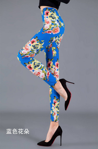 Női Divat Leggings Virágos lajhár Nyomtatott leggins Karcsú legins Magas derekú Leggings Női nadrág