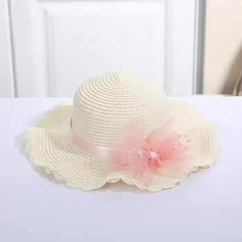 Καλοκαιρινό μωρό λουλούδι αναπνεύσιμο καπέλο ψάθινο καπέλο με τσάντες τσάντες Παιδικό καπέλο αγόρι κορίτσια Αντιηλιακή αλεξήλιο Προστασία από την υπεριώδη ακτινοβολία Panama Hat Gorros
