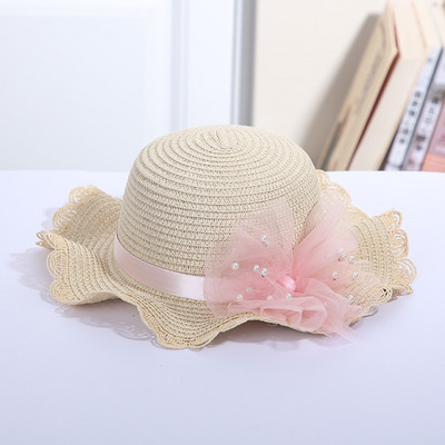 Nyári baba virág légáteresztő sapka szalmakalap kézitáskával táskák gyerek sapka fiú lányok napellenző UV védelem Panama kalap Gorros