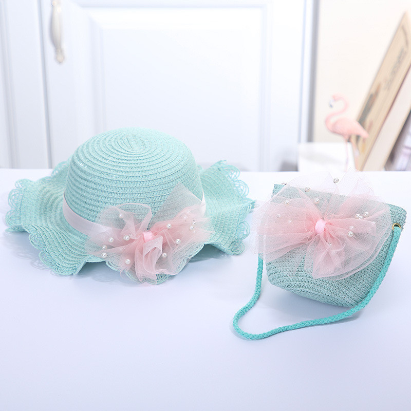 Καλοκαιρινό μωρό λουλούδι αναπνεύσιμο καπέλο ψάθινο καπέλο με τσάντες τσάντες Παιδικό καπέλο αγόρι κορίτσια Αντιηλιακή αλεξήλιο Προστασία από την υπεριώδη ακτινοβολία Panama Hat Gorros