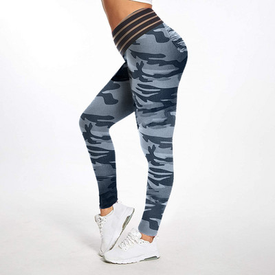 Terepszínű, rugalmas, magas derekú, sportos edzés Fitness leggings Activewear nadrág Nedvszívó, légáteresztő szűk edzőnadrág