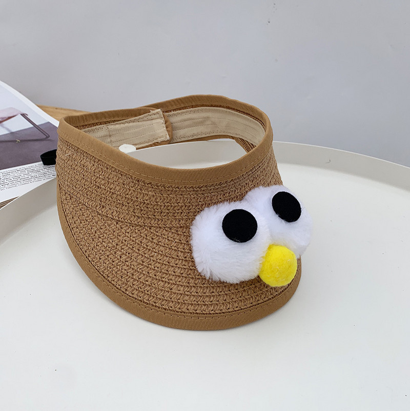 Καλοκαιρινό καπέλο μωρού Καλοκαιρινό καπέλο ψάθινο καπάκι χαριτωμένο κινούμενα σχέδια, ρυθμιζόμενα με μεγάλα μάτια, βρεφικά καπέλα ηλίου για παιδιά, νεογέννητα αγόρια, καπέλα παραλίας 1-6 ετών