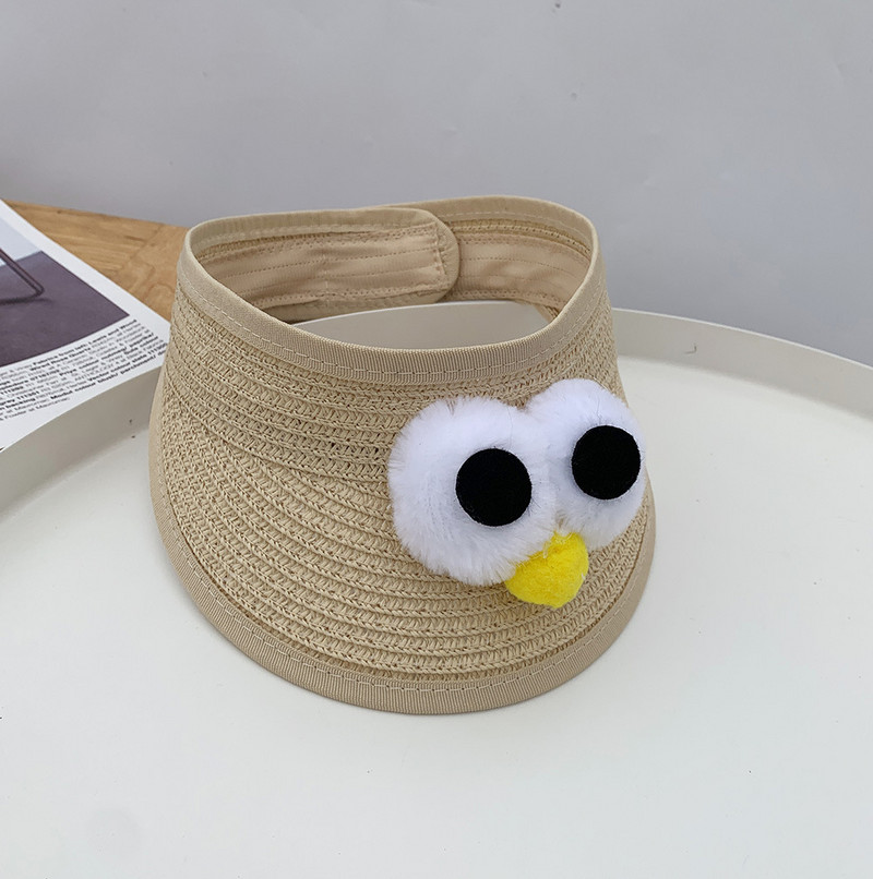 Καλοκαιρινό καπέλο μωρού Καλοκαιρινό καπέλο ψάθινο καπάκι χαριτωμένο κινούμενα σχέδια, ρυθμιζόμενα με μεγάλα μάτια, βρεφικά καπέλα ηλίου για παιδιά, νεογέννητα αγόρια, καπέλα παραλίας 1-6 ετών