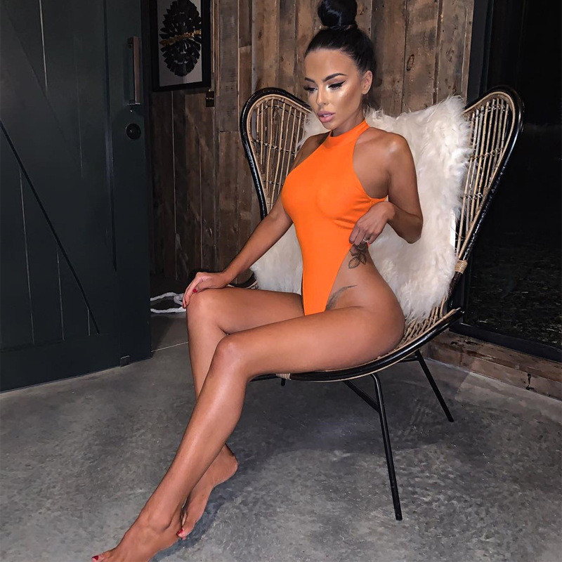 Γυναικεία Slim Tank Top Σέξι αμάνικο στρογγυλό λαιμόκοψη με ψηλή σχισμή ολόσωμη φόρμα κορμάκι Stretch μονόχρωμο κοντομάνικο μπλουζάκι