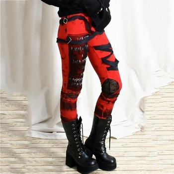 Готически пънк клинове Дамски тесни еластични панталони Leggins Mujer Хип-хоп рокерски Клин с висока талия Pantalones De Mujer