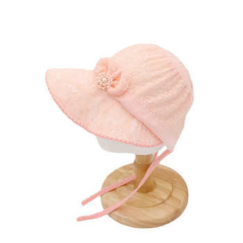 Бебешка шапка Бебешки момичета Регулируема шапка Принцеса с дантелено боне с лък Детски шапки Бебешка шапка за слънце 2023 Летни шапки за малки деца 0-3 години шапки