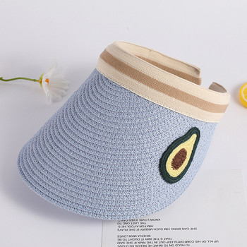 Сламени лятни шапки за майка, бебе, слънчеви шапки, анти-UV, детска козирка на открито, плажни шапки Сладки плодове, семейство, широка периферия, модна бебешка шапка с плодове