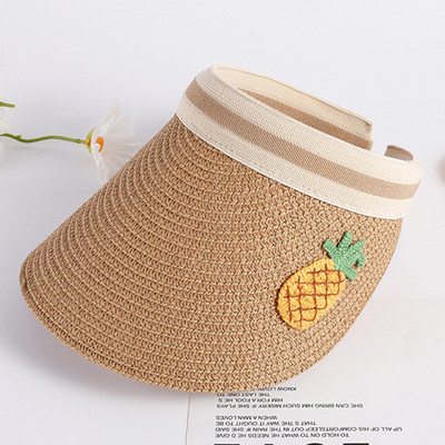 Szalma Summer Mom Baba Napvédő Kalapok UV-sugárzás elleni gyerek kültéri napellenző Strandsapkák Aranyos Gyümölcsök Családi Széles Karimájú Divat Baba Gyümölcssapka