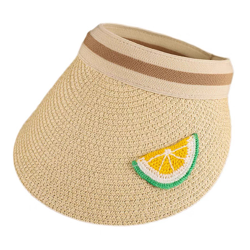 Ψάθινα καλοκαιρινά μαμά μωρά καπέλα ηλίου κατά της υπεριώδους ακτινοβολίας Παιδική εξωτερική προσωπίδα Καπέλα παραλίας Cute Fruits Family Wide Brim Fashion Baby Fruits Cap