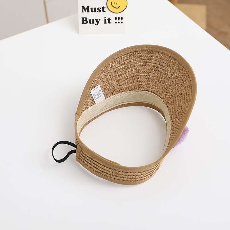 Υπέροχο κοριτσάκι Καλοκαιρινό ψάθινο καπέλο με παπιγιόν Καπέλα αντηλιακής αντηλιακής εξωτερικής παραλίας Κενά καπέλα χαριτωμένα καπέλα του μπέιζμπολ