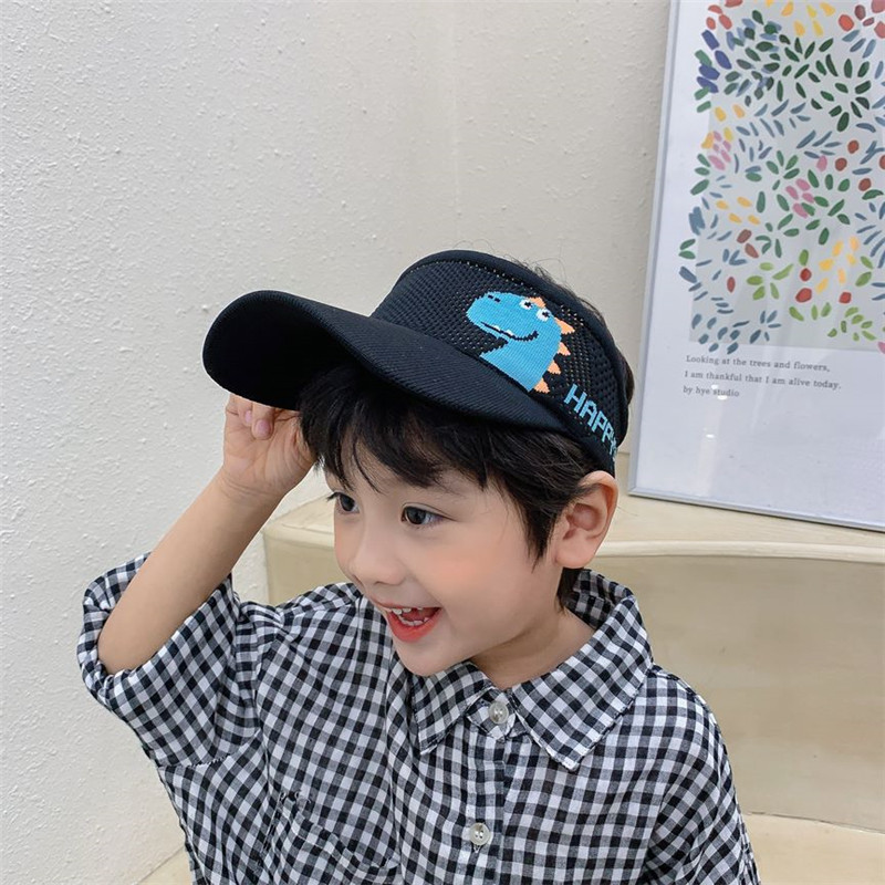 Καλοκαιρινό μωρό καπέλο ηλίου Dinosaur Empty Top Καπέλα Χαριτωμένο Cartoon UV Καπάκι ελαστικό για Παιδιά Αγόρι κορίτσι Παιδικά καπέλα προσωπίδας εξωτερικού χώρου για 2-7 ετών