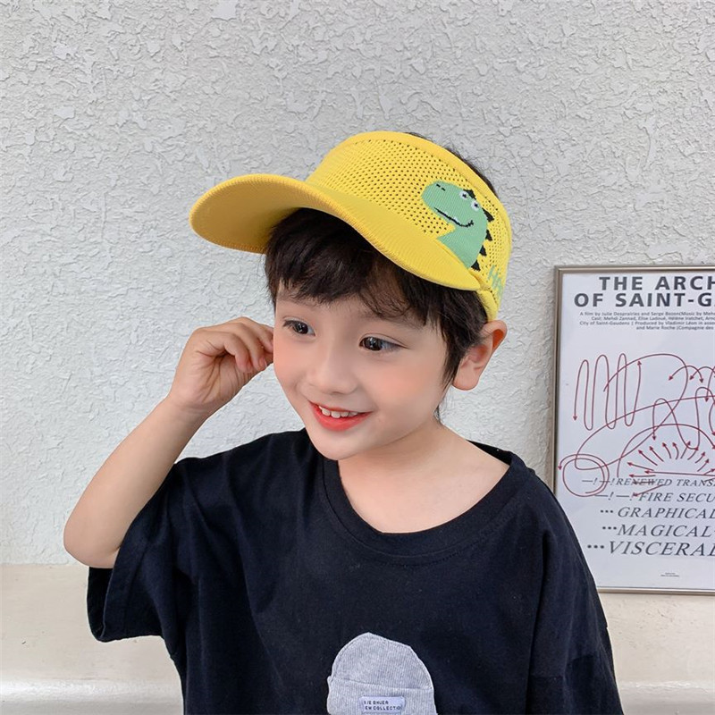 Καλοκαιρινό μωρό καπέλο ηλίου Dinosaur Empty Top Καπέλα Χαριτωμένο Cartoon UV Καπάκι ελαστικό για Παιδιά Αγόρι κορίτσι Παιδικά καπέλα προσωπίδας εξωτερικού χώρου για 2-7 ετών