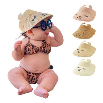 2021 Нова сладка детска шапка за слънце Пролет Лято Момче Момиче Деца Бебешка сламена шапка Лятна шапка Панамски нюанси Плажни шапки с уши