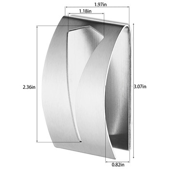 2 τμχ Αυτοκόλλητο υλικό από ανοξείδωτο χάλυβα Κρεμάστρα κλιπ μπάνιου Γάντζοι για πετσέτες μπάνιου Θήκη οικιακής επιτοίχιας θήκης για πετσέτες
