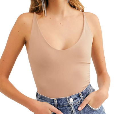 Xingqing Seamless Top y2k Esztétikus női egyszínű, U nyakú spagetti pánt, ujjatlan heveder pántok Camisole nyári utcai viselet