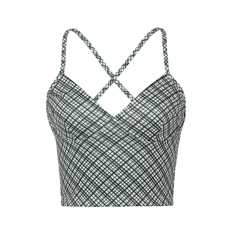 Xingqing Sexy Women Camisole 2022 Summer Spaghetti λουράκι Αμάνικο Vintage αντίθεσης Χρώμα καρό μπλουζάκι καμίσιο V λαιμόκοψη