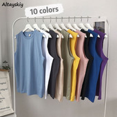 10 színű tömör tartályok Női Alap tiszta koreai stílus Elegáns, divatos BF szabadidős női felső laza uniszex 4XL napi egyszerű