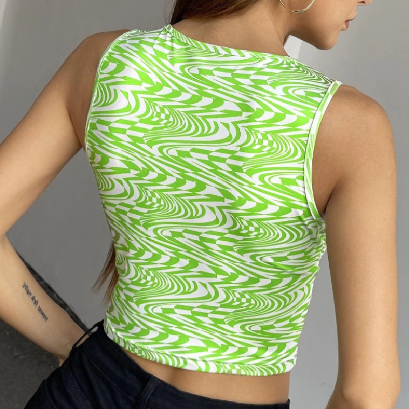 90. gadu estētika, svītraini apdrukāti, apgriezti topi, 20 gadu vasaras ielas apģērbi bez piedurknēm, zaļi, mazuļu tvertni, sieviešu seksīgas vestes 2021. g.