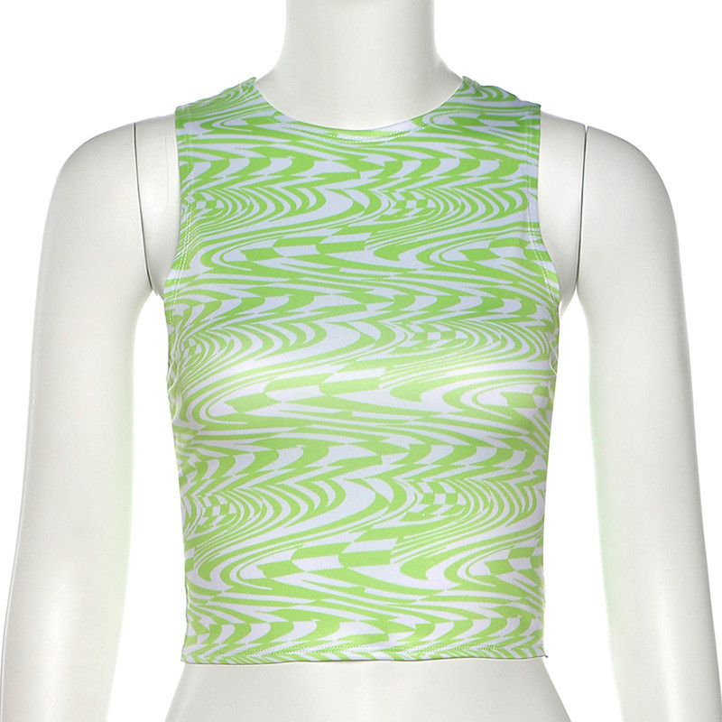 90. gadu estētika, svītraini apdrukāti, apgriezti topi, 20 gadu vasaras ielas apģērbi bez piedurknēm, zaļi, mazuļu tvertni, sieviešu seksīgas vestes 2021. g.