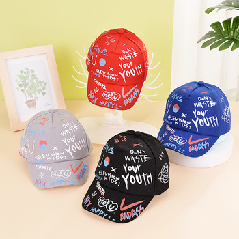 Παιδικό καπέλο μπέιζμπολ γκράφιτι Νέο καπέλο άνοιξης, καλοκαιρινό μασίφ ηλιοκαπέλο, αγόρια, κορίτσια, βαμβακερά καπέλα, χαριτωμένα παιδικά καπέλο ψαρέματος χιπ χοπ