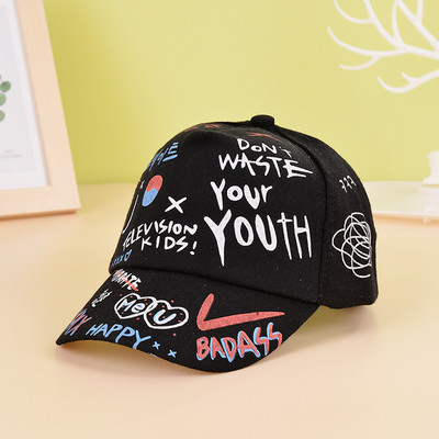 Gyerek Graffiti Baseballsapka Új Tavaszi Nyári Solid Napkalap Fiúk Lányok Pamut Snapback Sapkák Aranyos Gyerek Hip Hop Horgászsapka