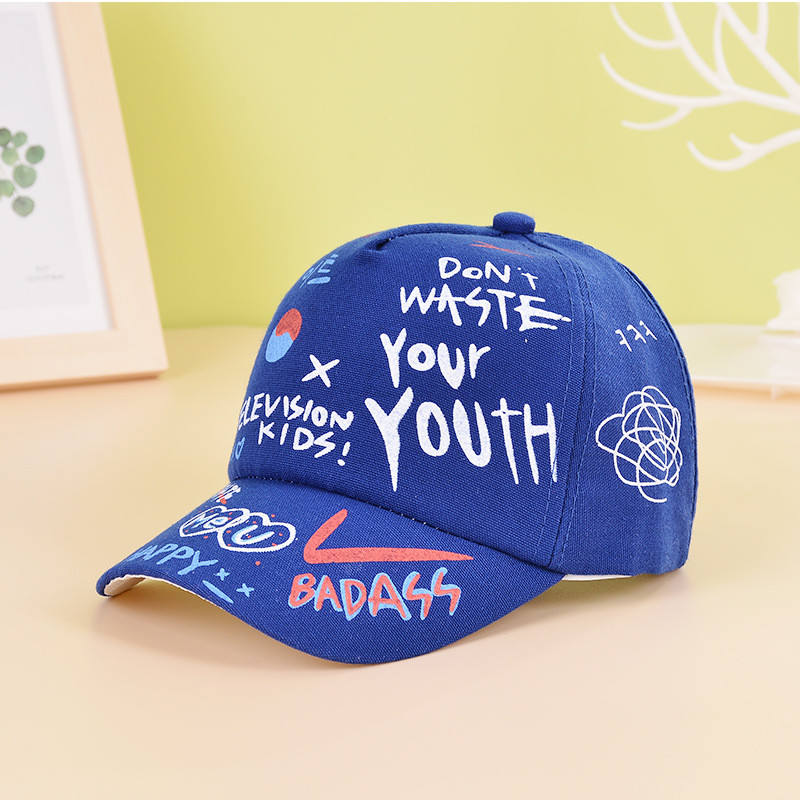 Παιδικό καπέλο μπέιζμπολ γκράφιτι Νέο καπέλο άνοιξης, καλοκαιρινό μασίφ ηλιοκαπέλο, αγόρια, κορίτσια, βαμβακερά καπέλα, χαριτωμένα παιδικά καπέλο ψαρέματος χιπ χοπ