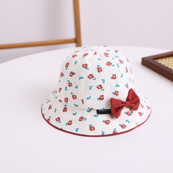 Сладка бебешка шапка с кофа с панделка Нова пролетна шапка за сенник за бебета, момчета и момичета Прекрасна лятна детска шапка с флорални мотиви на открито Шапка за риболов за 6-24 метра