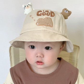 Ανοιξιάτικο Καλοκαίρι μωρό κουβά Καπέλο Χαριτωμένο αρκουδάκι Νεογέννητο Καπέλο Παναμά μονόχρωμο Εξωτερική παραλία Παιδιά Αγορά Κοριτσάκι Καπέλα ηλίου Καπό