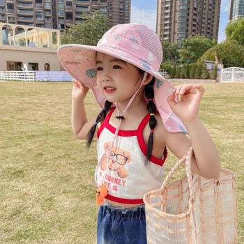 Плажна шапка за деца Лятна бебешка шапка с широка периферия UV защита Панама шапка Външни летни бебешки аксесоари за плажна шапка за слънце