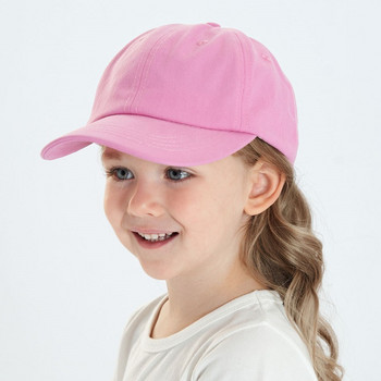 Детски шапки Детски едноцветни памучни дишащи шапки с гръб Бебешки сладки регулируеми шапки за слънце Момичета Летни бейзболни шапки 1-5 години
