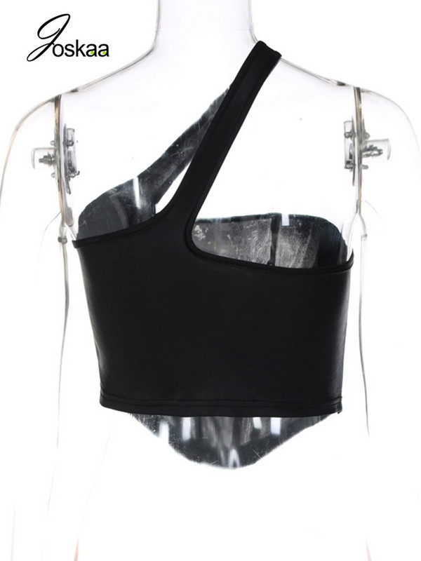 Joskaa Μαύρα μονόχρωμα γιλέκα ώμου Γυναικεία ρούχα Καλοκαίρι 2023 Σέξι τυλιγμένο στήθος χωρίς πλάτη ακανόνιστες μπλούζες με φανελάκια Streetwear